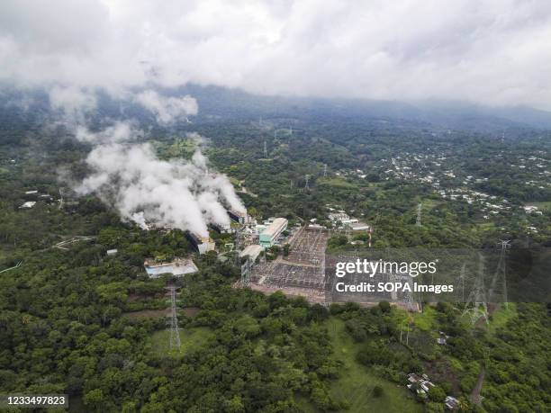 Aerial view of a geothermal energy extraction facility. Salvadoran President Nayib Bukele has announced that the government will expand its...