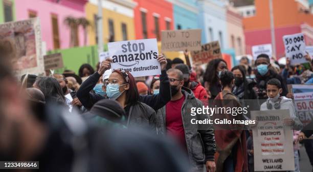 Protesters in Bo Kaap during the Youth Day Walk of Resistance to the Bo- Kaap Museum on Youth Day on June 16, 2021 in Cape Town, South Africa. The...