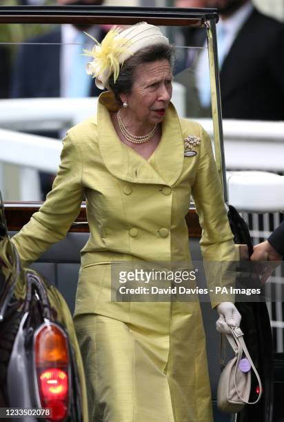 The Princess Royal arrives ahead of day three of Royal Ascot at Ascot Racecourse. Picture date: Thursday June 17, 2021.
