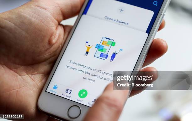 The Wise digital payments app on a smartphone arranged in Danbury, U.K., on Thursday, June 17, 2021. Digital-payments provider Wise wants to go...