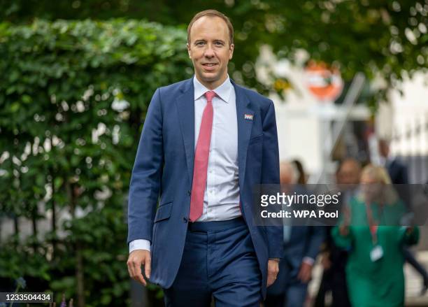 British Health secretary Matt Hancock visits to the Chelsea & Westminster hospital on June 17, 2021 in London, England. The Prince of Wales,...