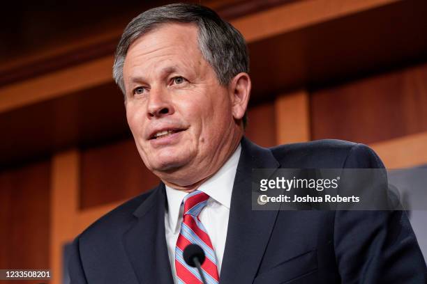 Senator Steve Daines speaks about his opposition to S. 1, the "For The People Act" on June 17, 2021 in Washington, DC. Republican are calling the...