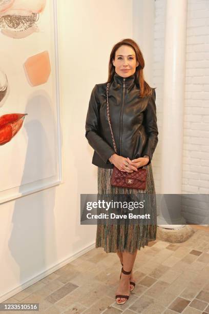 Claire Forlani attends a private view, dinner and auction of multi-disciplinary artist Lily Lewis' new collection "Safe Places" in partnership with...