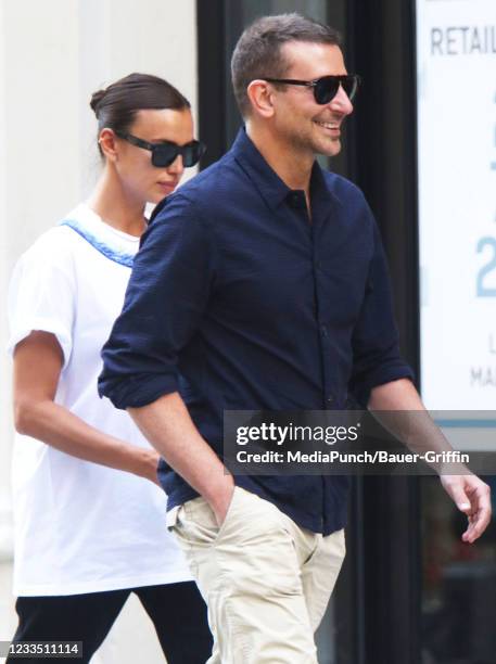 Irina Shayk and Bradley Cooper are seen on June 17, 2021 in New York City.