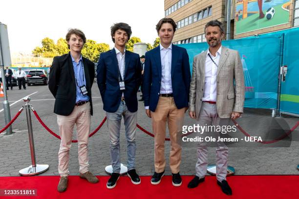 Danish Crown Prince Frederik seen at arrival with his sons Prince Christian, Prince Felix and Prince Felix seen at arrival at the VIP entrance to the...