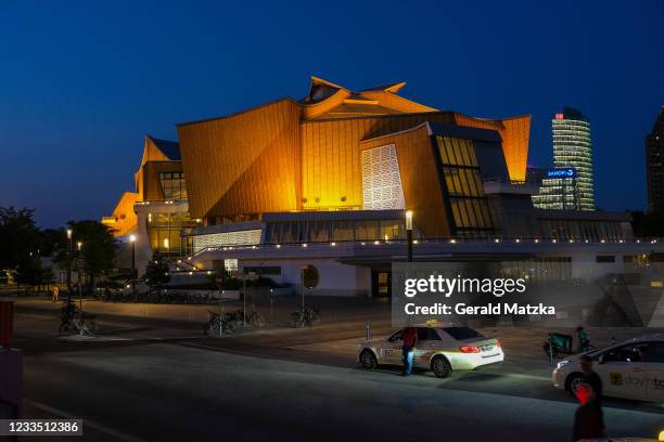 Picture at the blue hour of the Berliner Philharmonie after the "Blutsauger" premiere during the 71st Berlinale International Film Festival Summer...