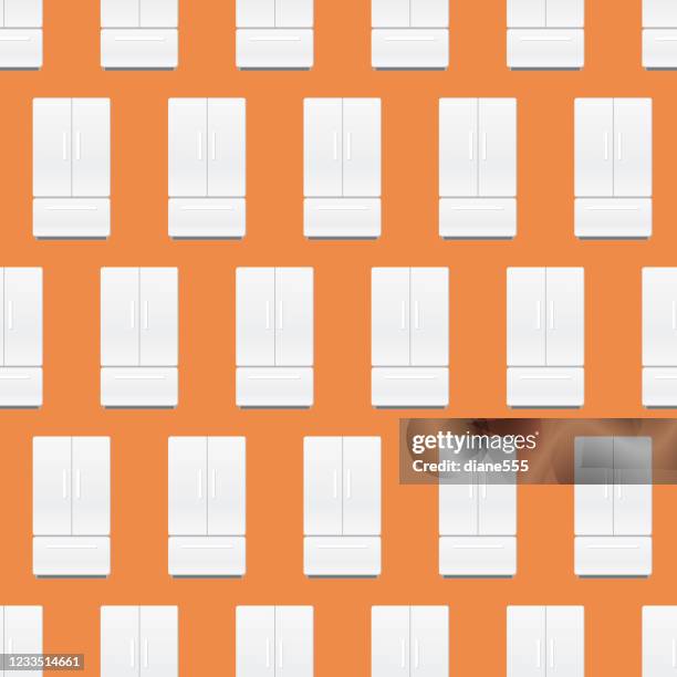 fridges seamless pattern - white kitchen tile stock illustrations
