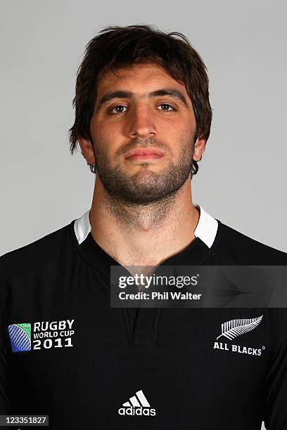 Sam Whitelock of the All Blacks poses during a New Zealand All Blacks IRB Rugby World Cup 2011 headshot session at the Heritage Hotel on September 2,...