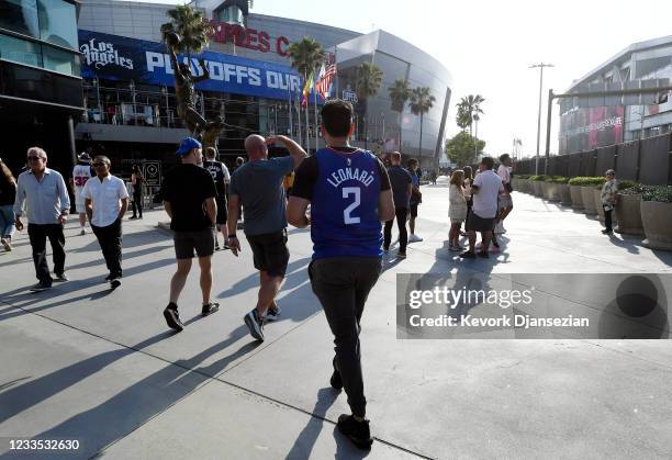 Fans arrive for the first full capacity game since the start of the pandemic for Game Six of the Western Conference second-round playoff series...