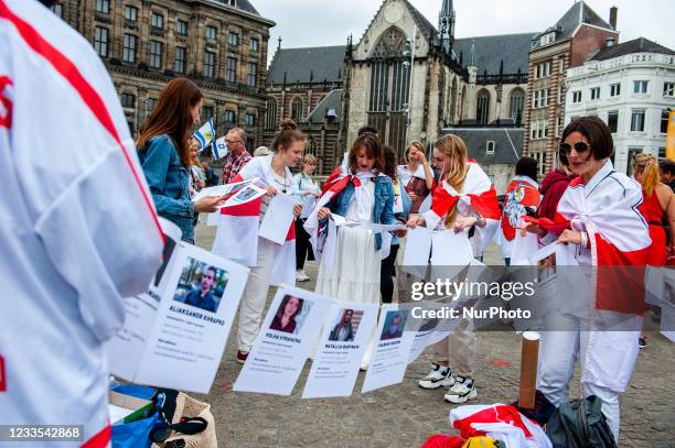 The Belarusian community in The Netherlands is getting ready photos of the 501 political prisoners in Belarus during a protest organized in...