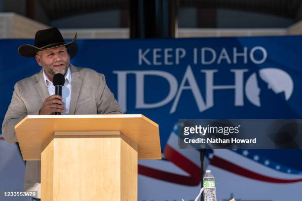 Ammon Bundy announces his candidacy for governor of Idaho during a campaign event on June 19, 2021 in Boise, Idaho. Bundy, best known for his 41-day...