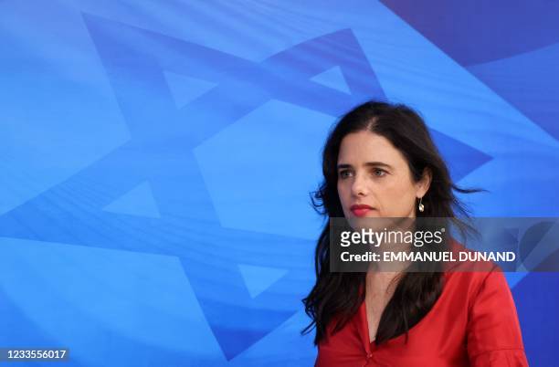 Israeli Minister of Interior Ayelet Shaked arrives to attend the first weekly cabinet meeting of the new government in Jerusalem, on June 20, 2021.