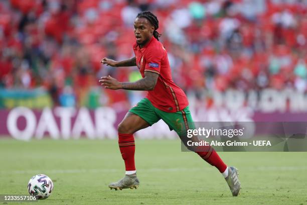 Renato Sanches of Portugal controls the ball during the UEFA Euro 2020 Championship Group F match between Portugal and Germany on June 19, 2021 in...