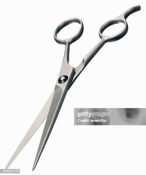 scissor cut out on white - haircutting scissors stock pictures, royalty-free photos & images