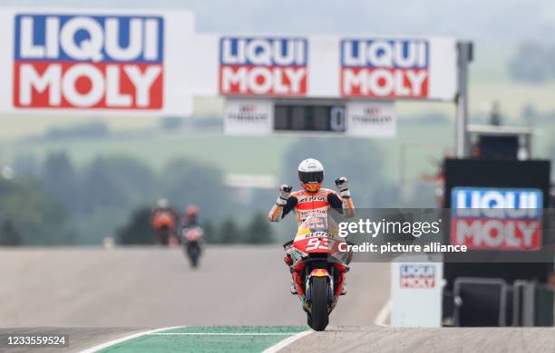 June 2021, Saxony, Hohenstein-Ernstthal: Motorsport/Motorcycle, German Grand Prix, MotoGP at the Sachsenring: Rider Marc Marquez from Spain of the...