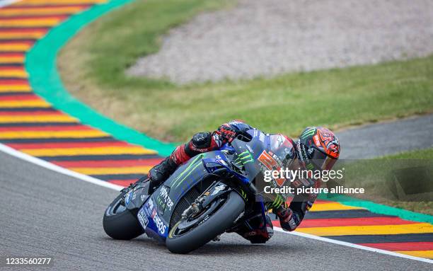 June 2021, Saxony, Hohenstein-Ernstthal: Motorsport/Motorcycle, German Grand Prix, MotoGP at the Sachsenring: Fabio Quartararo from France of the...