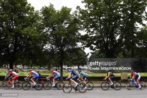 Remi Cavagna , from Deceunick Quick-Step, competes during the French cycling championship in Epinal, eastern France, on June 20, 2021.