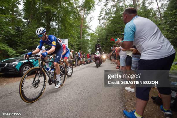 Remi Cavagna, from Deceunick Quick-Step, competes during the French cycling championship in Epinal, eastern France, on June 20, 2021.