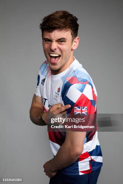 Portrait of Tom Daley, a member of the Great Britain Olympic Diving team, during the Tokyo 2020 Team GB Kitting Out at NEC Arena on June 14, 2021 in...