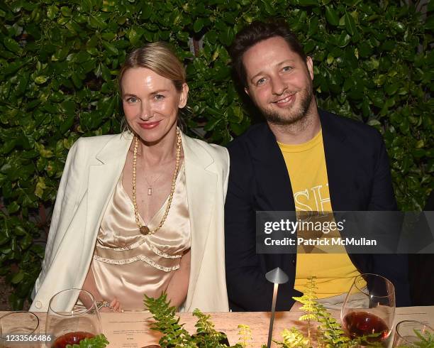 Naomi Watts and Derek Blasberg attend Costa Brazil Dinner on June 19, 2021 at Tutto il Giorno in Southampton.