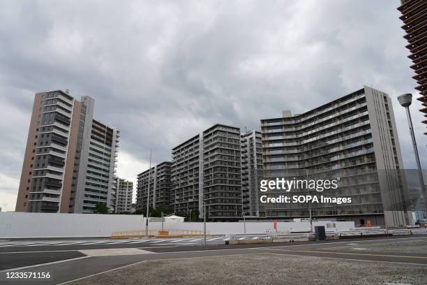 Residential buildings of Tokyo 2020 Olympic and Paralympic Village are seen during a press tour. Preventative measures against the spread of...