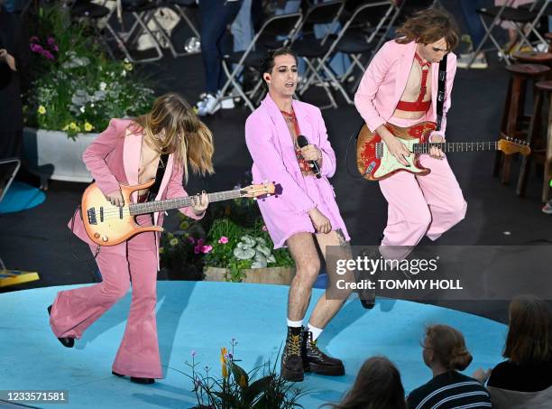 Eurovision Song Contest winners from Italy, Måneskin, perform at Liseberg amusement park in Gothenburg, on June 20, 2021. - Sweden OUT / Sweden OUT