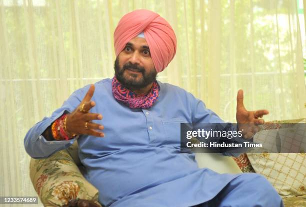 Congress leader Navjot Singh Sidhu during an interview with Hindustan Times, on June 20, 2021 in Patiala, India.