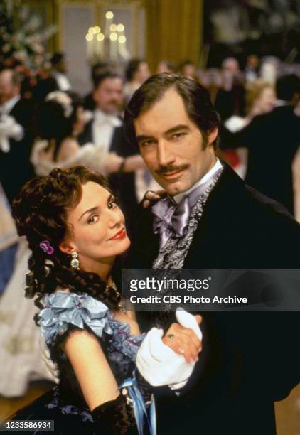 Pictured from left is Joanne Whalley-Kilmer and Timothy Dalton in the six hour television mini-series, SCARLETT. Airdates November 13 16 1994.