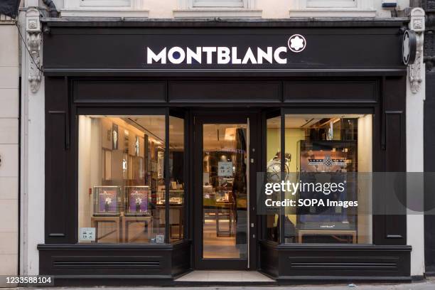 Montblanc logo is seen at one of their stores on New Bond Street in London.