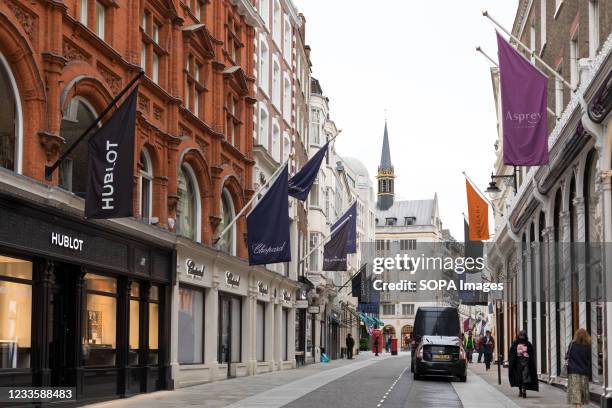 Hublot logo is seen at one of their stores on New Bond Street in London.