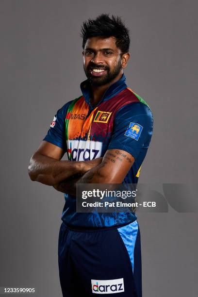 Niroshan Dickwella of Sri Lanka poses during a portrait session at Sophia Gardens on June 21, 2021 in Cardiff, Wales.