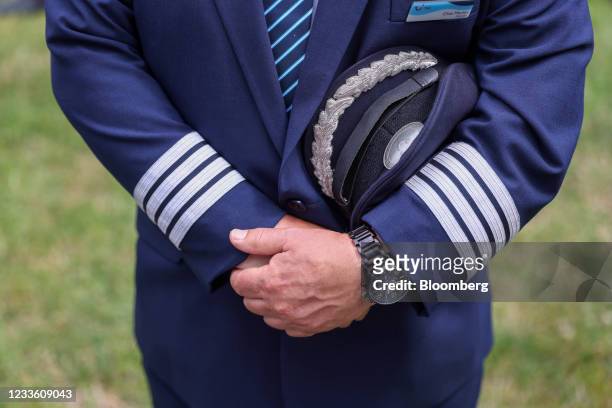 Pilot from Tui AG stands during the "Travel Day of Action" mass lobbying in London, U.K., on Wednesday, June 23, 2021. The travel industry's event...
