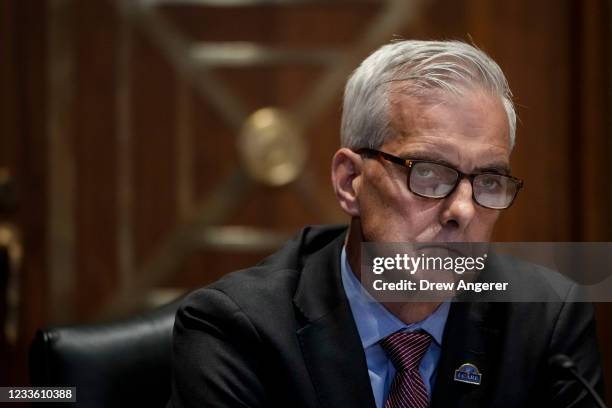 Secretary of Veterans Affairs Denis McDonough testifies during a Senate Appropriations Committee hearing on the fiscal year 2022 budget request for...