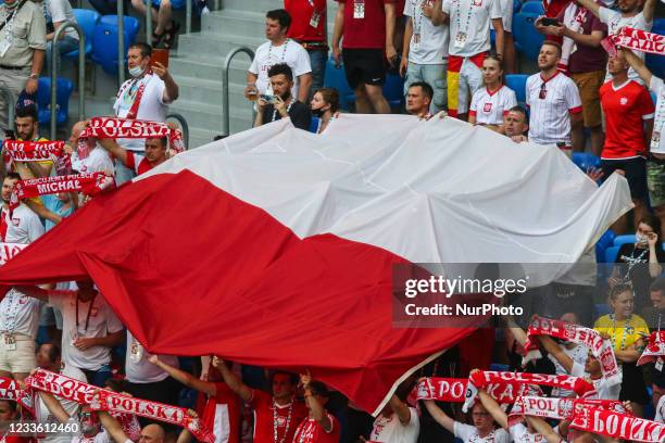 Polish fans during the UEFA EURO 2020 Group E football match between Sweden and Poland at Saint Petersburg Stadium in Saint Petersburg, Russia, on...