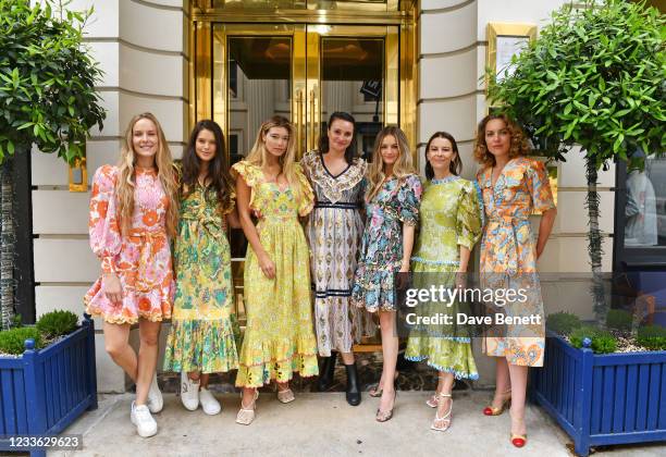 Hum Fleming, Sarah Ann Macklin, Lily Jean Bridger, Gizzi Erskine, Niomi Smart, Juliet Angus and Martha Sitwell attend Celia B's "In Bloom" SS21...