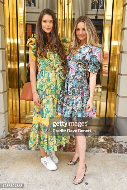 Sarah Ann Macklin and Niomi Smart attend Celia B's "In Bloom" SS21 collection launch at Isabel on June 24, 2021 in London, England.