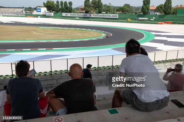 MotoGP fans on stands attending private tests in Misano World Circuit in Misano Adriatico on June 24, 2021. Circuit opens his gate to 500 fans...