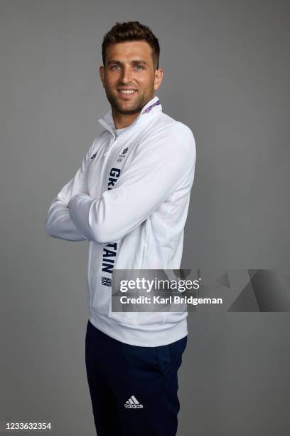Portrait of George Pinner, a member of the Great Britain Olympic Hockey team, during the Tokyo 2020 Team GB Kitting Out at NEC Arena on June 20, 2021...