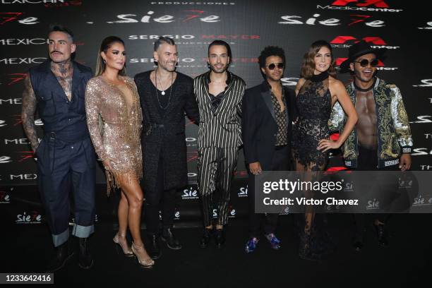 Adrián Cué, Ninel Conde, guest, Héctor Quijano "Apio", Kalimba, Patricia Manterola and Samo attend "Siete" show at Pepsi Center WTC on June 24, 2021...