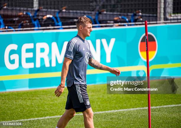 Toni Kroos of Germany is seen during the Germany Training Session on June 26, 2021 in Herzogenaurach, Germany.