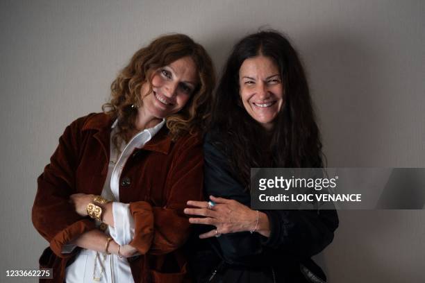 French actress, and singer of French band 'Brigitte', Aurelie Saada and French film director Stephanie Pillonca pose on the sidelines of the 7th...