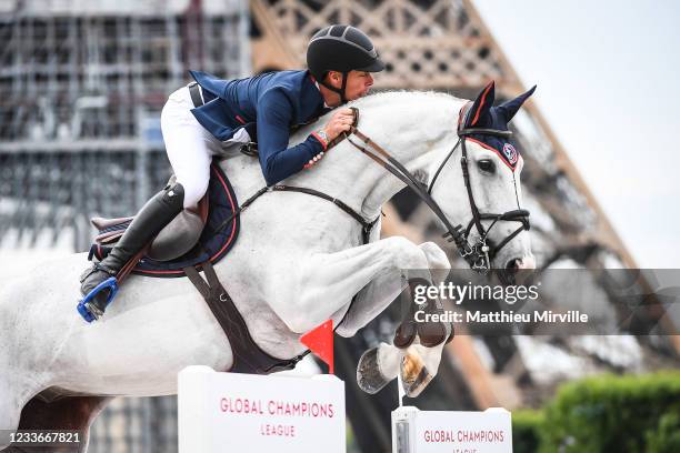 Bart Bles riding El Rocco during the Longines Global Champions Tour - Paris Eiffel Jumping on June 26, 2021 in Paris, France.