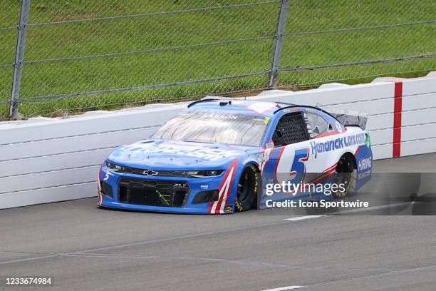 Kyle Larson, driver of the HendrickCars.com Chevrolet during the NASCAR Cup Series - Pocono Organics CBD 325 on June 26,2021 at Pocono Raceway in...