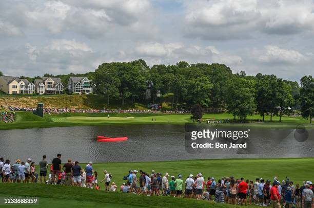 Scenic view of the 15th green during the final round of the Travelers Championship at TPC River Highlands on June 27, 2021 in Cromwell, Connecticut.