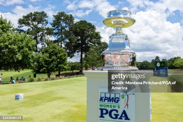 The KPMG trophy during the final round for the 2021 KPMG Women's Championship at the Atlanta Athletic Club on June 27, 2021 in Johns Creek, Georgia.