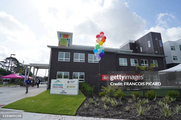 Outside view of the Law Harrington Senior Living Center, the largest LGBTQ senior residence in the US, in Houston, Texas on June 24, 2021. - Life has...
