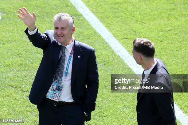 President of the Croatian Football Association Davor Suker before the UEFA Euro 2020 Championship Round of 16 match between Croatia and Spain at...