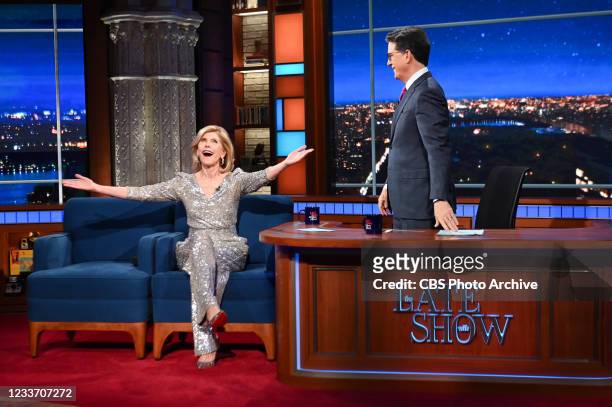 The Late Show with Stephen Colbert and guest Christine Baranski during Wednesdays June 23, 2021 show.