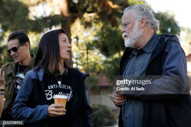 Author Michael Connelly, right, with Los Angeles Police Department Detective Mitzi Roberts on the film set shooting of "Bosch" Season 5 in the San...