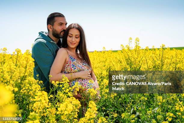 Trumpet player Ibrahim Maalouf with his wife Hiba Tawaji are photographed for Paris Match on April 24, 2021 in Essonne, France.